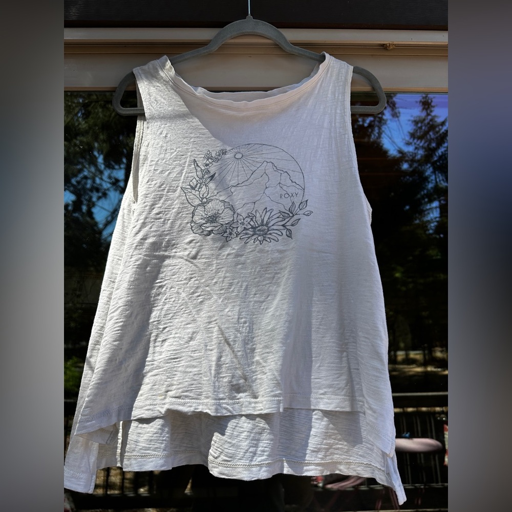 Roxy White Floral Graphic Tank Top
